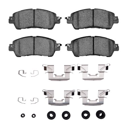 Dynamic Friction Co 5000 Advanced Brake Pads - Ceramic and Hardware Kit, Long Pad Wear, Front 1551-1852-01
